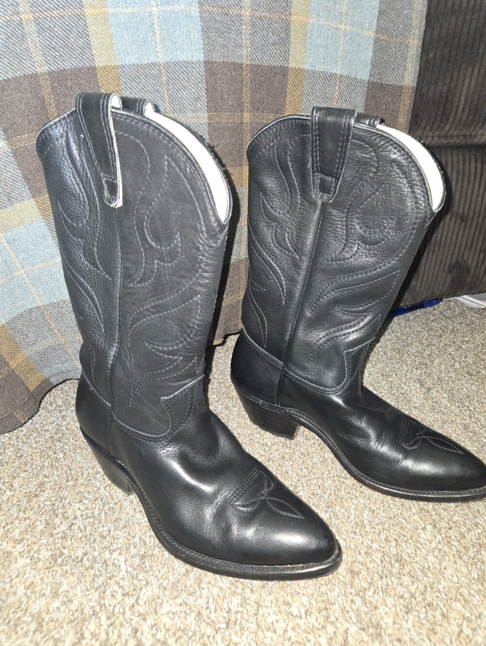 Stewart Boot Company, Hqndmade Black Leather Western Boots Mens8, Womens 10
